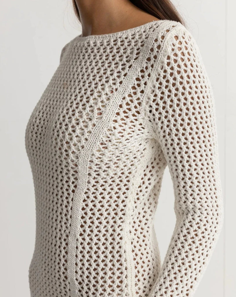 Seashell Crochet Dress in Cream