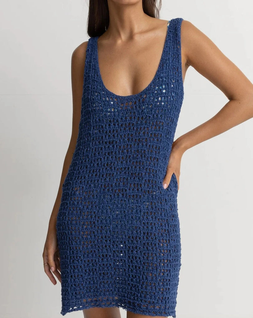 Maddie Knit Mini Dress in Blue