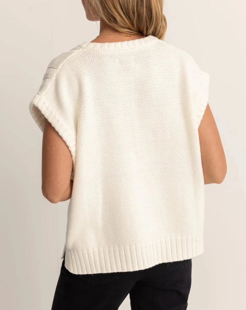 Finley Cable Knit Vest in White