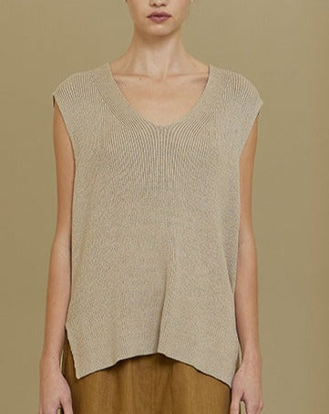 Beth Knit Shell Top in Stone