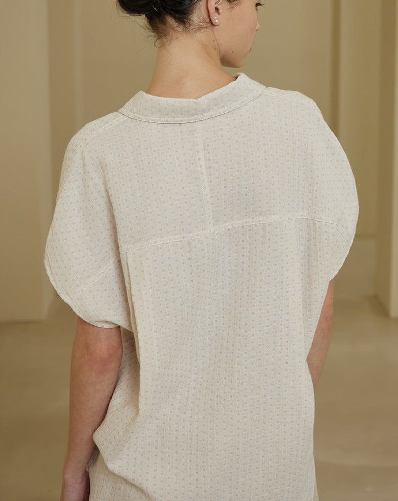 Gauze Dot Shirt in Ivory