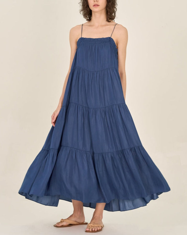 Tiered Summer Dress in Blue Corn