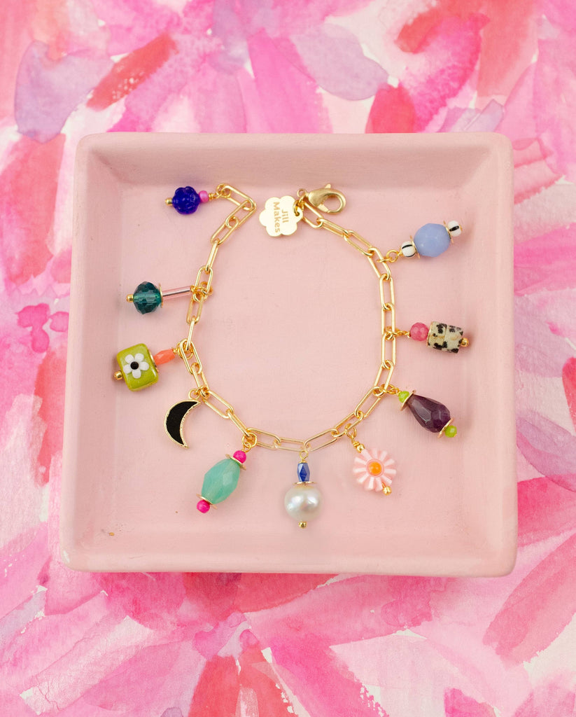 Colorful Pearl Charm Bracelet