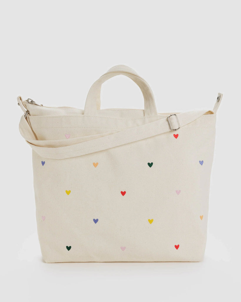 Zip Duck Bag in Embroidered Hearts