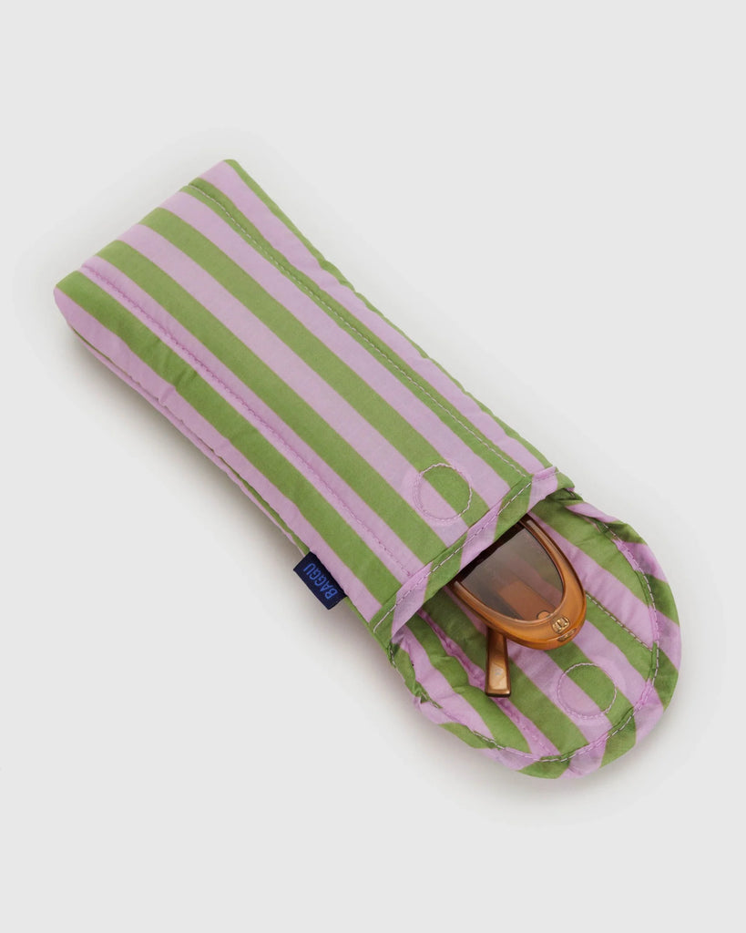 Puffy Glasses Sleeve in Avocado Candy Stripe