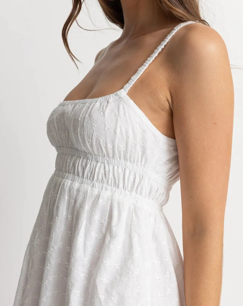 Fae Broderie Mini Dress in White