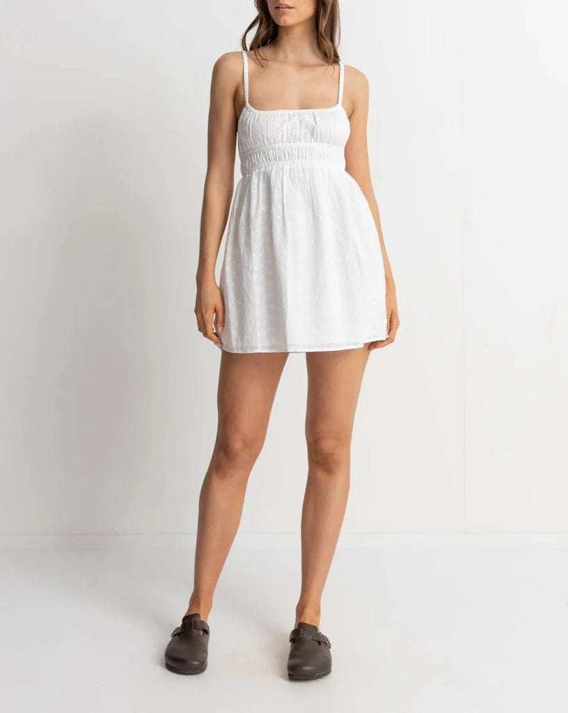 Fae Broderie Mini Dress in White