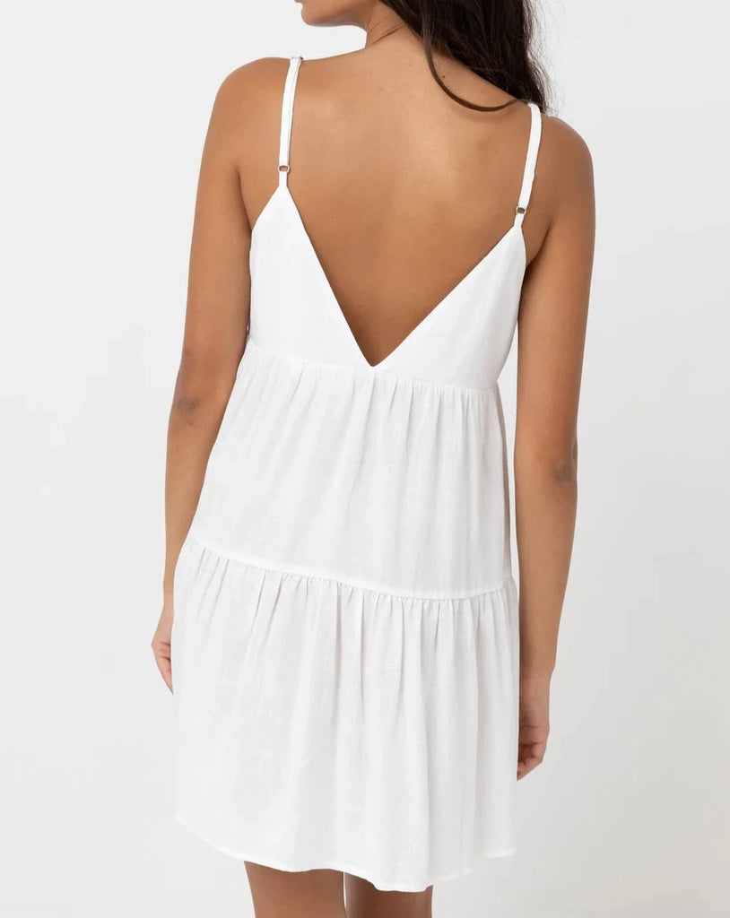 Tiered Mini Dress in White