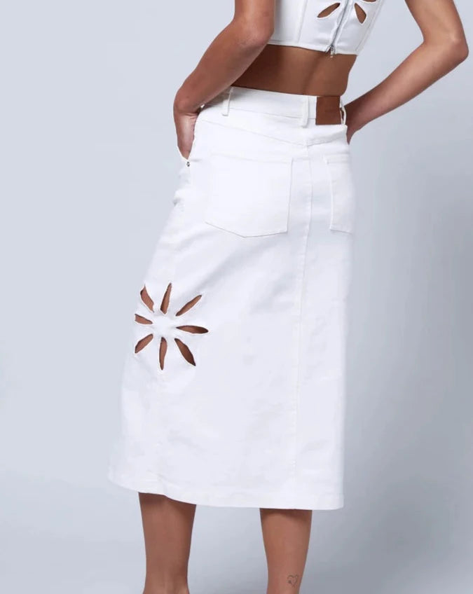 Utility Midi Skirt in White