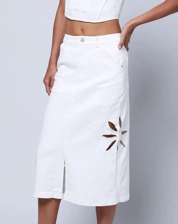 Utility Midi Skirt in White
