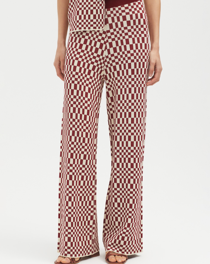 Checked Jacquard Pants in Cream