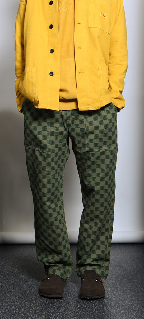 Canvas Chef Pant in Green Checker
