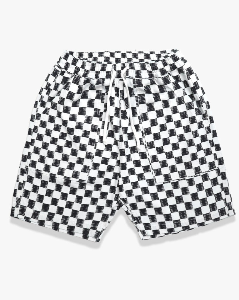 Canvas Chef Shorts in B/W Checker