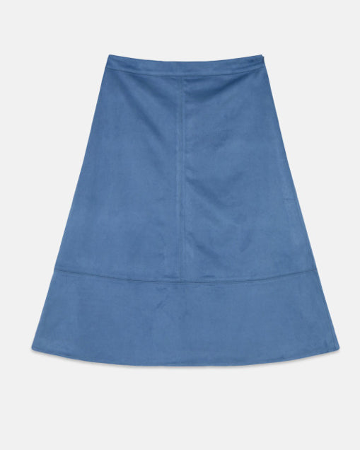 Sueded Midi Skirt in Blue