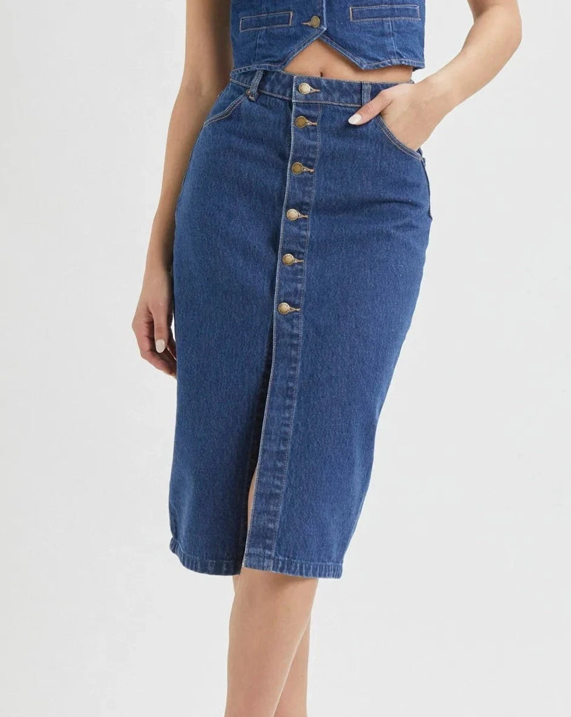 Melrose Skirt in Organic Blue