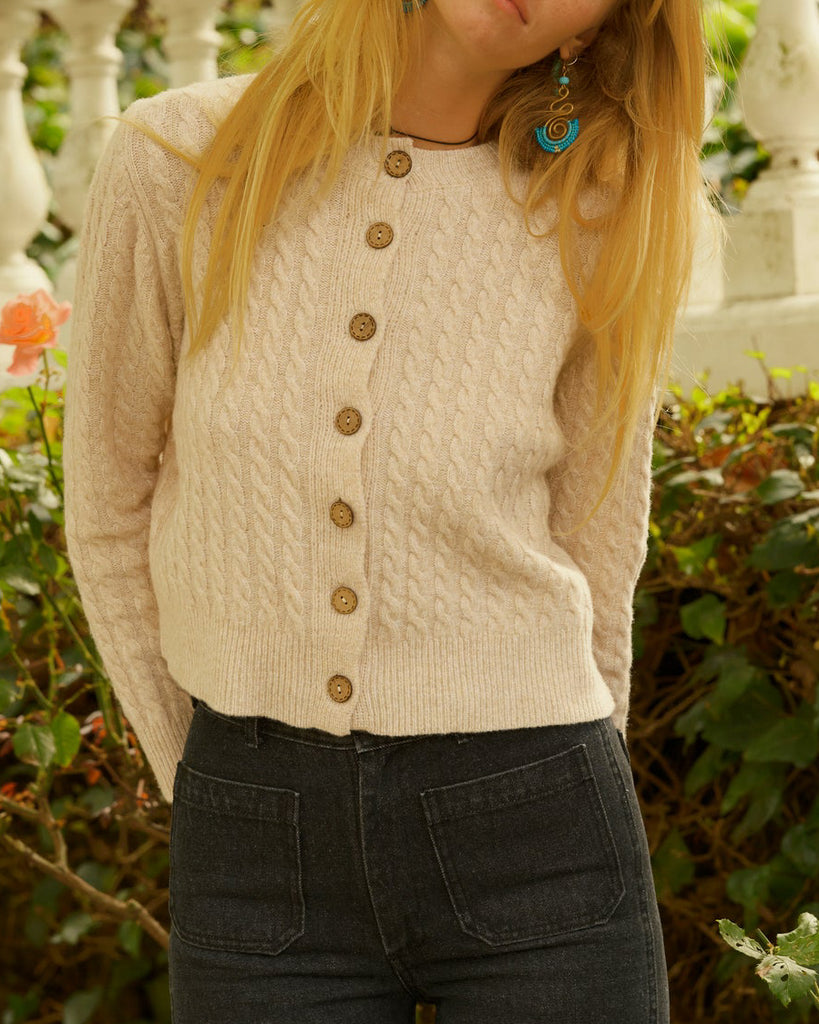Cable Cardigan in Natural