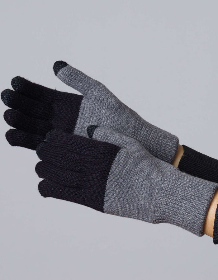 Colorblock Touchscreen Gloves in Black