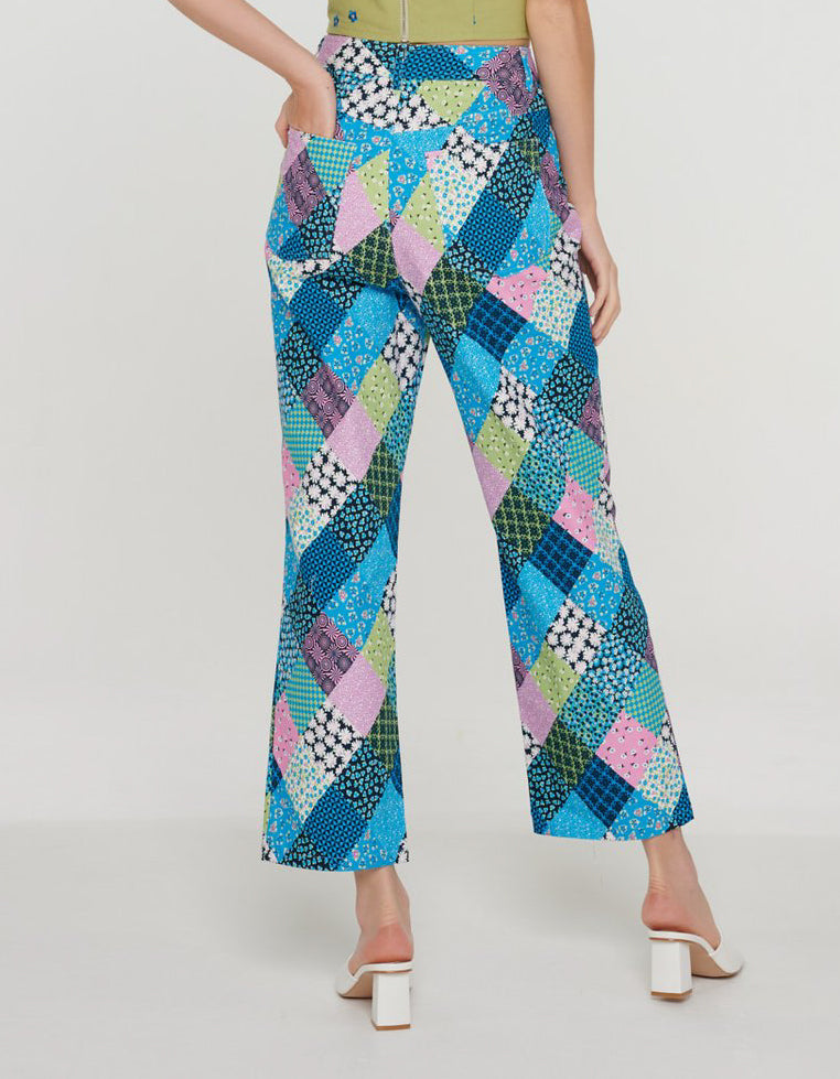 Multi Patchwork Print Trousers