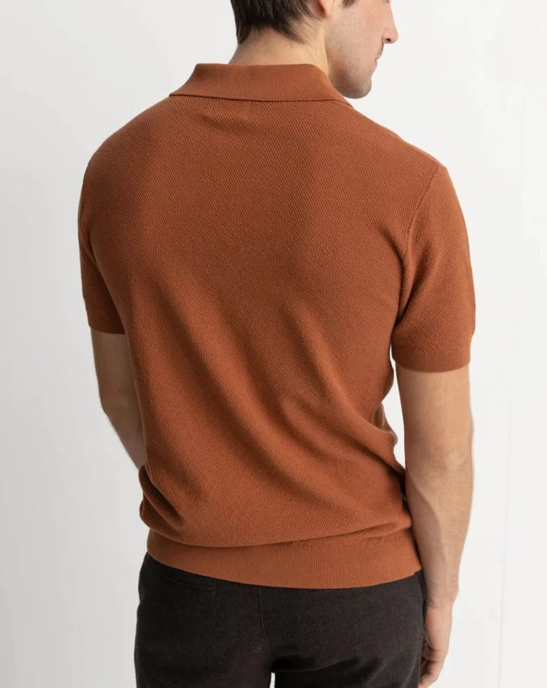 Textured Knit Polo in Clay