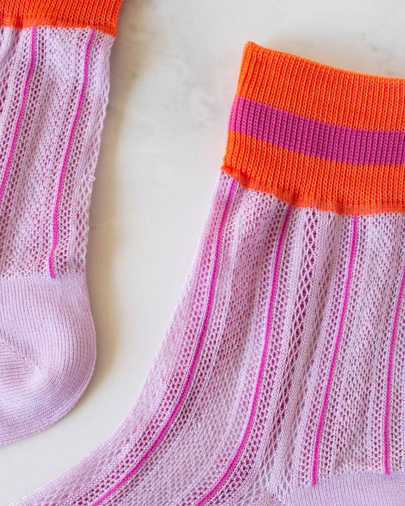 Ankle Mesh Striped Socks
