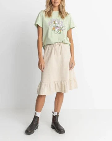 Jyoti Tiered Midi Skirt in Natural