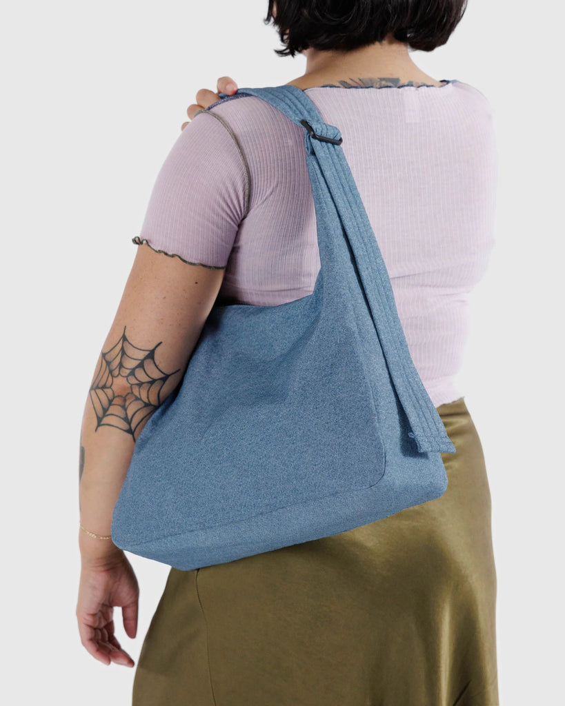 Nylon Shoulder Bag in Digital Denim