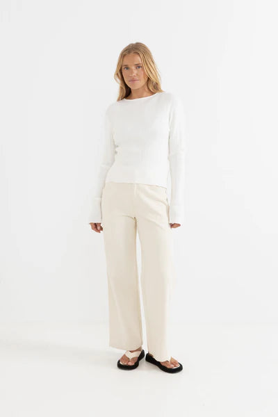 Essential Long Sleeve Knit Top in Cream