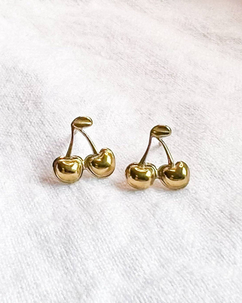 Gold Cherry Studs