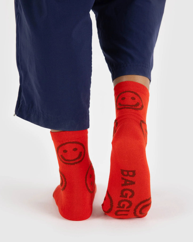 Baggu Crew Sock in Red Happy