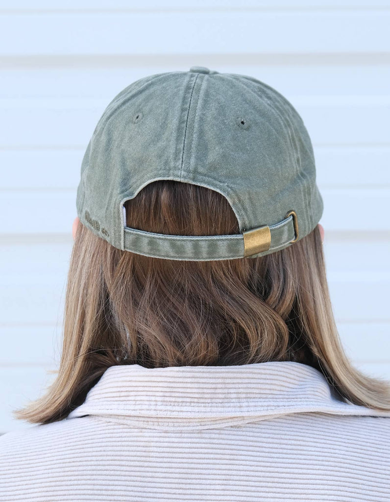 Tomato Vine Embroidered Hat in Washed Green