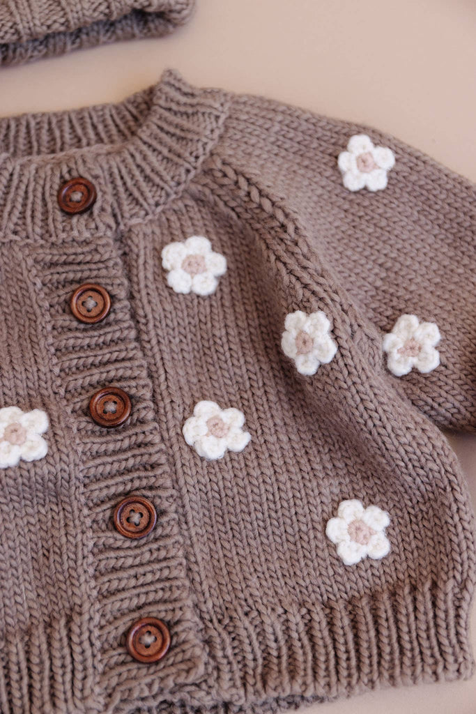 Flower Cardigan in Tan
