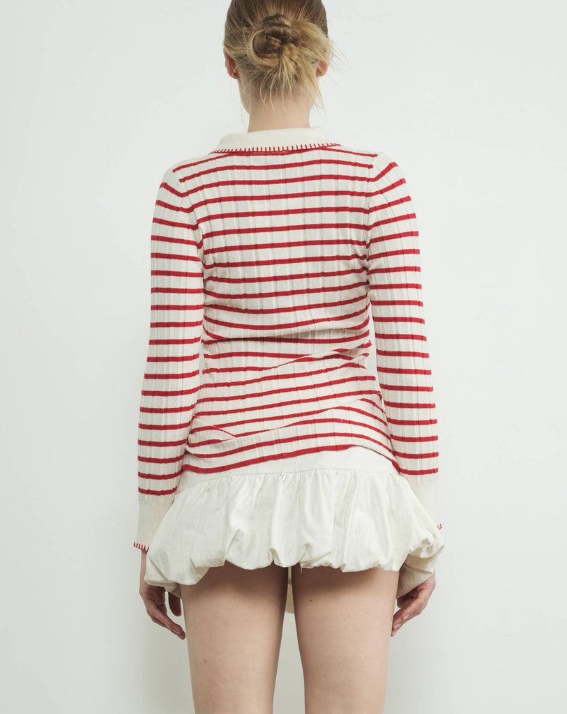 Elizabeth Stripe Cardigan in Red