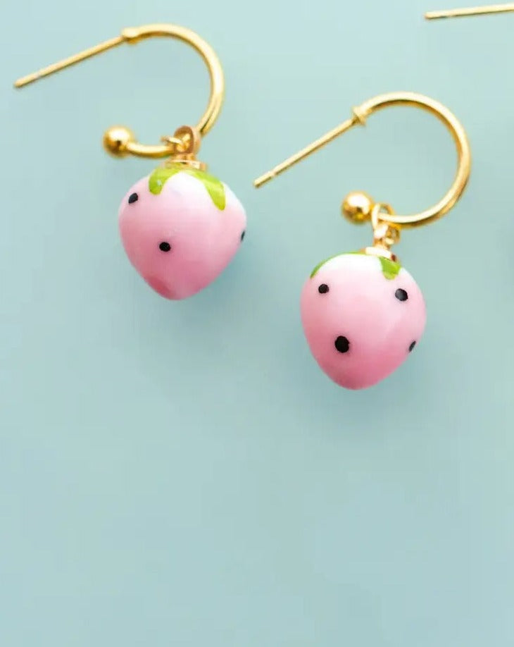 Strawberry Hoop Earrings