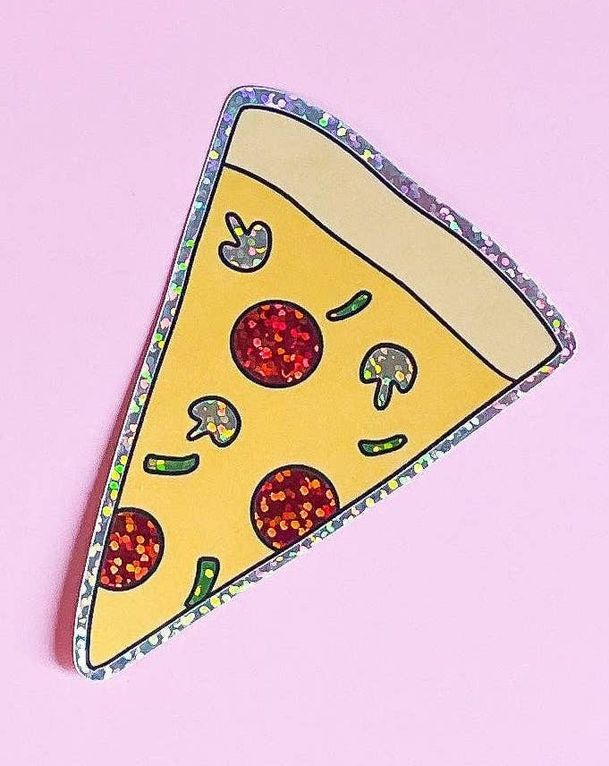 Glitter Pizza Slice Sticker
