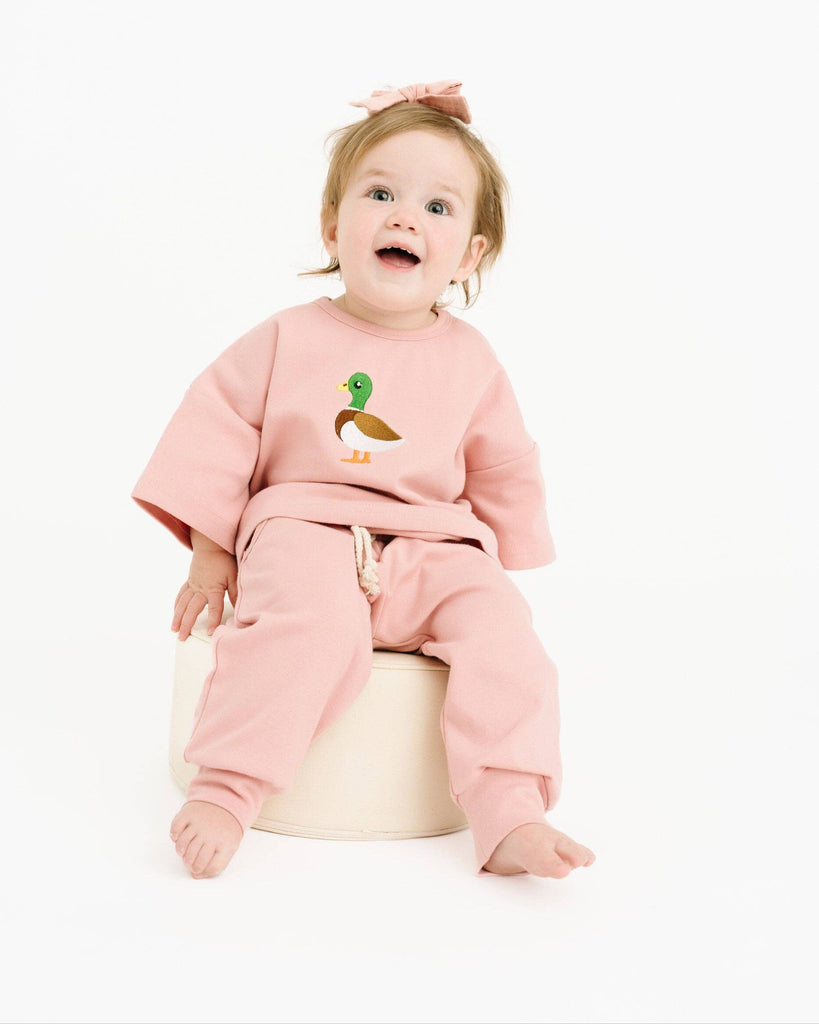 Pink Duck Embroidered Cozy Set