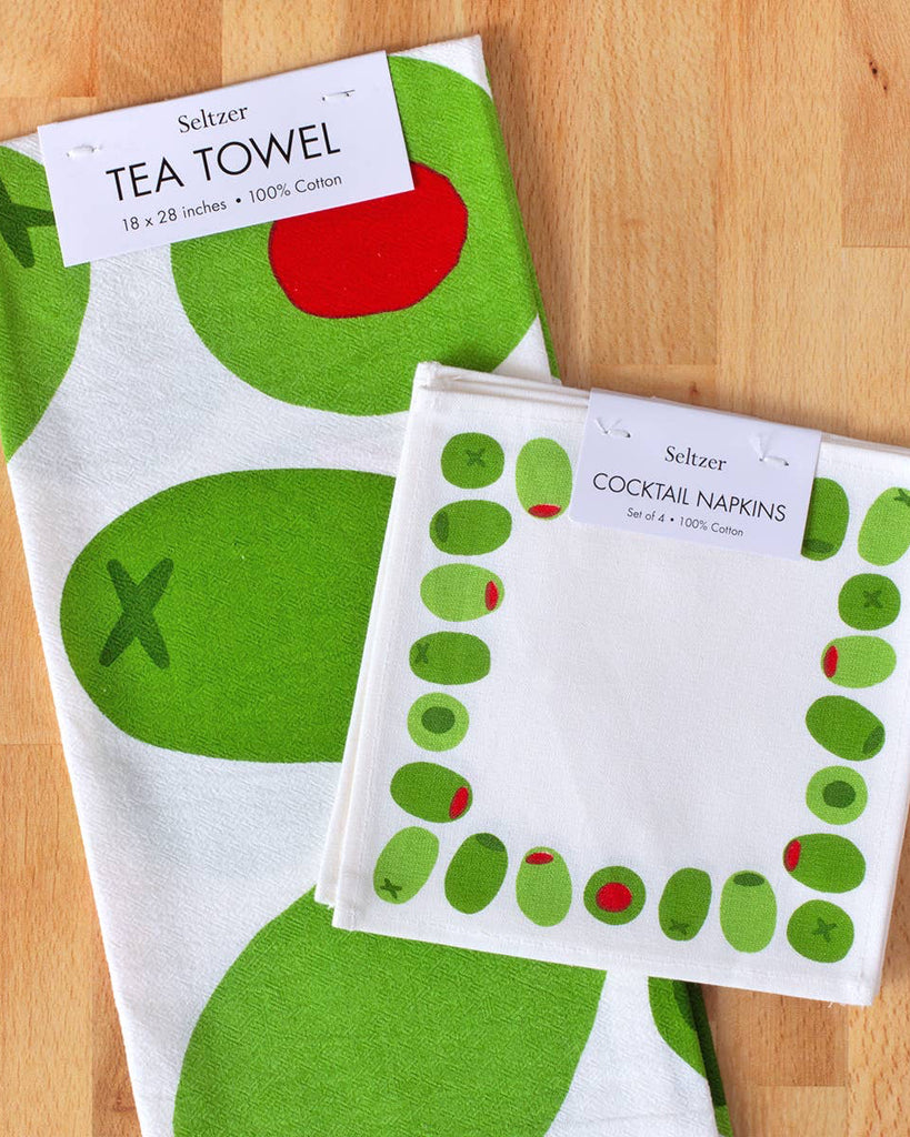 Green Olives Tea Towel
