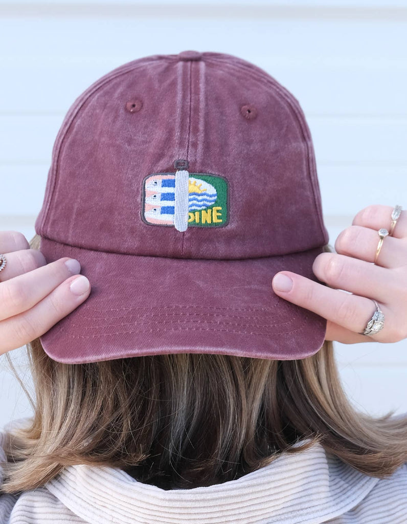 Tinned Fish Embroidered Hat in  Washed Burgundy