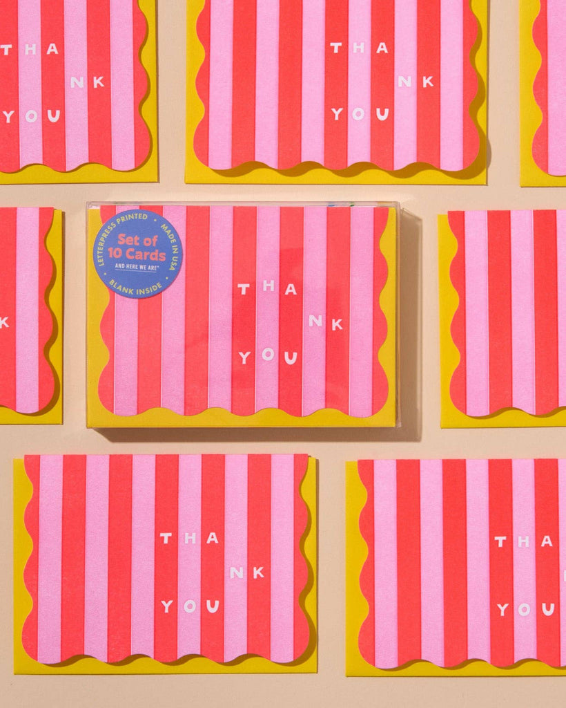 Stripes Thank You Card Set Red/Pink