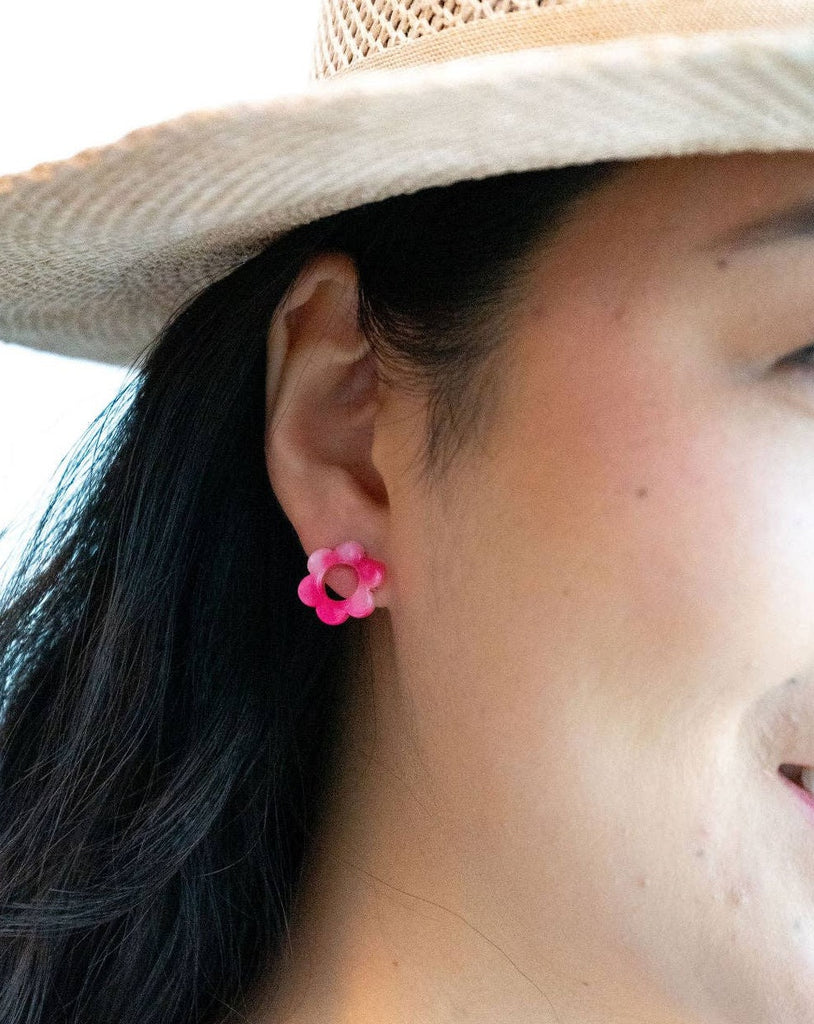 Flower Studs in Hot pink
