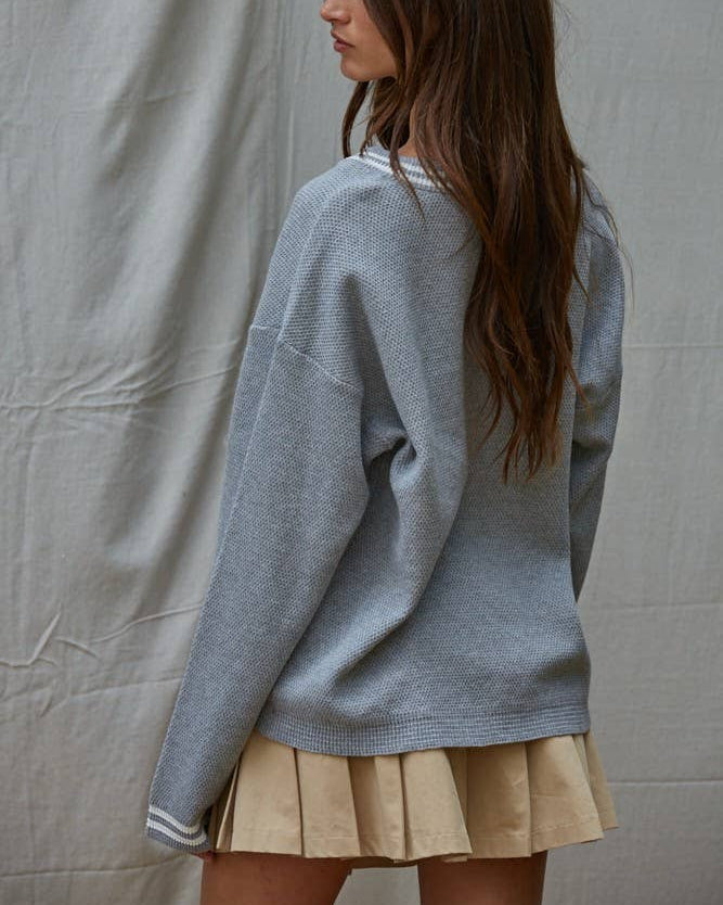 Varsity Cardigan in Grey