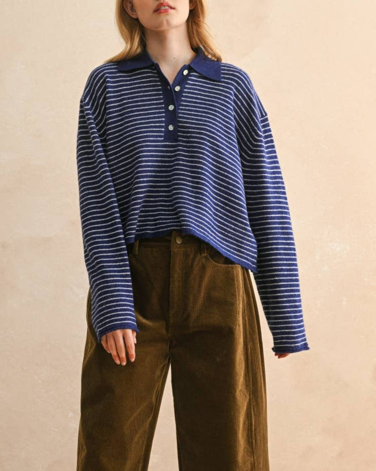 Stripe Knitted Top in Blue/White