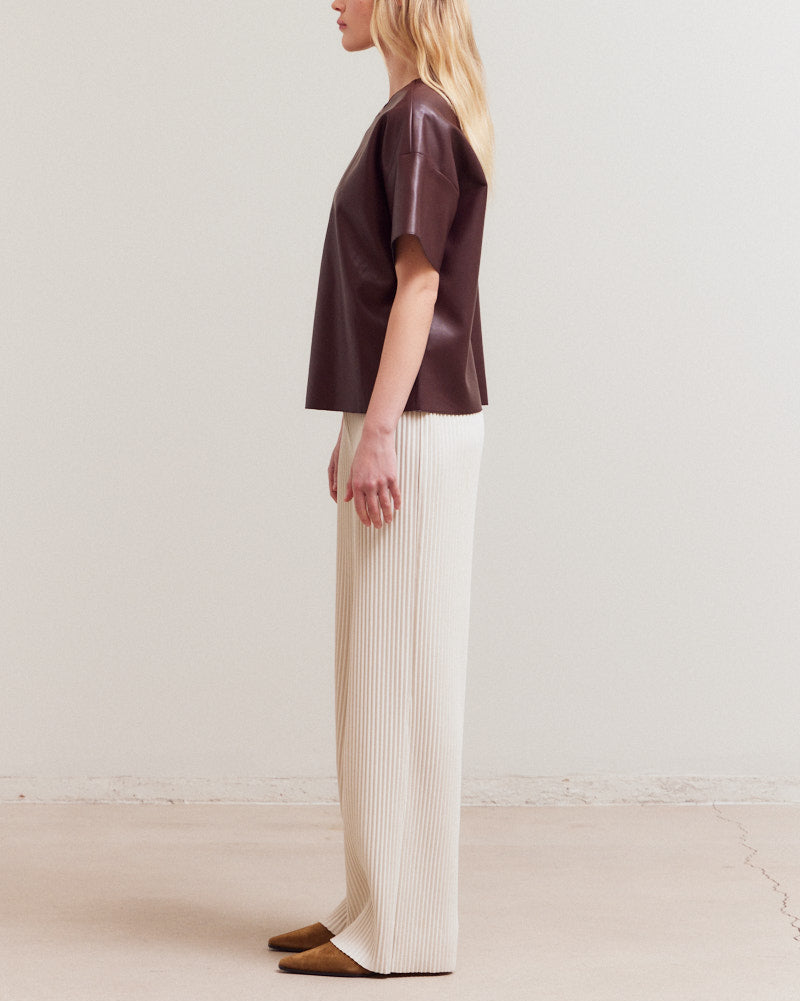 Perry Vegan Leather Top in Plum