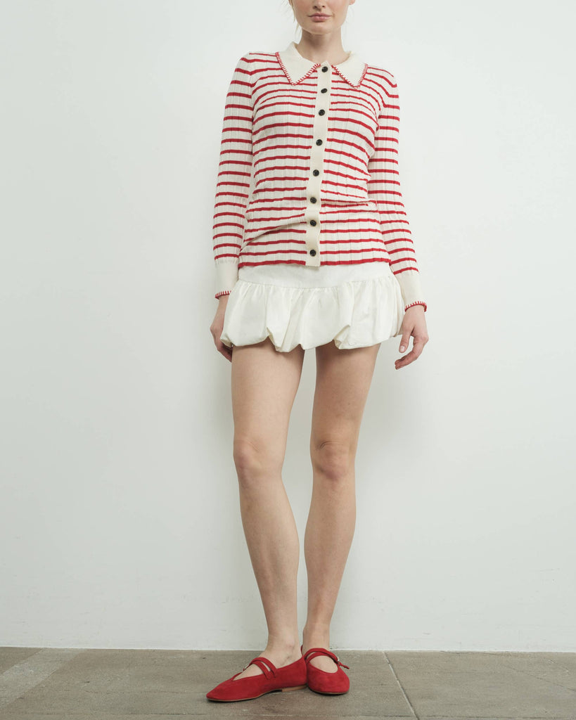 Elizabeth Stripe Cardigan in Red