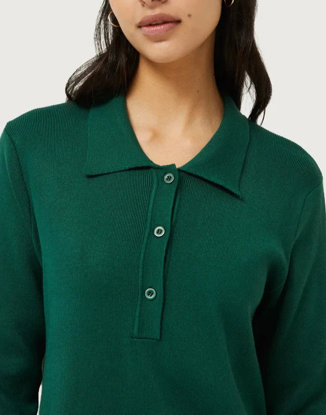 Polo Knit Dress in Emerald