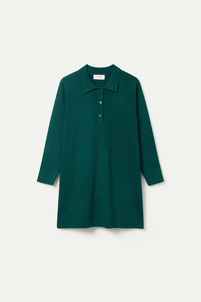 Polo Knit Dress in Emerald