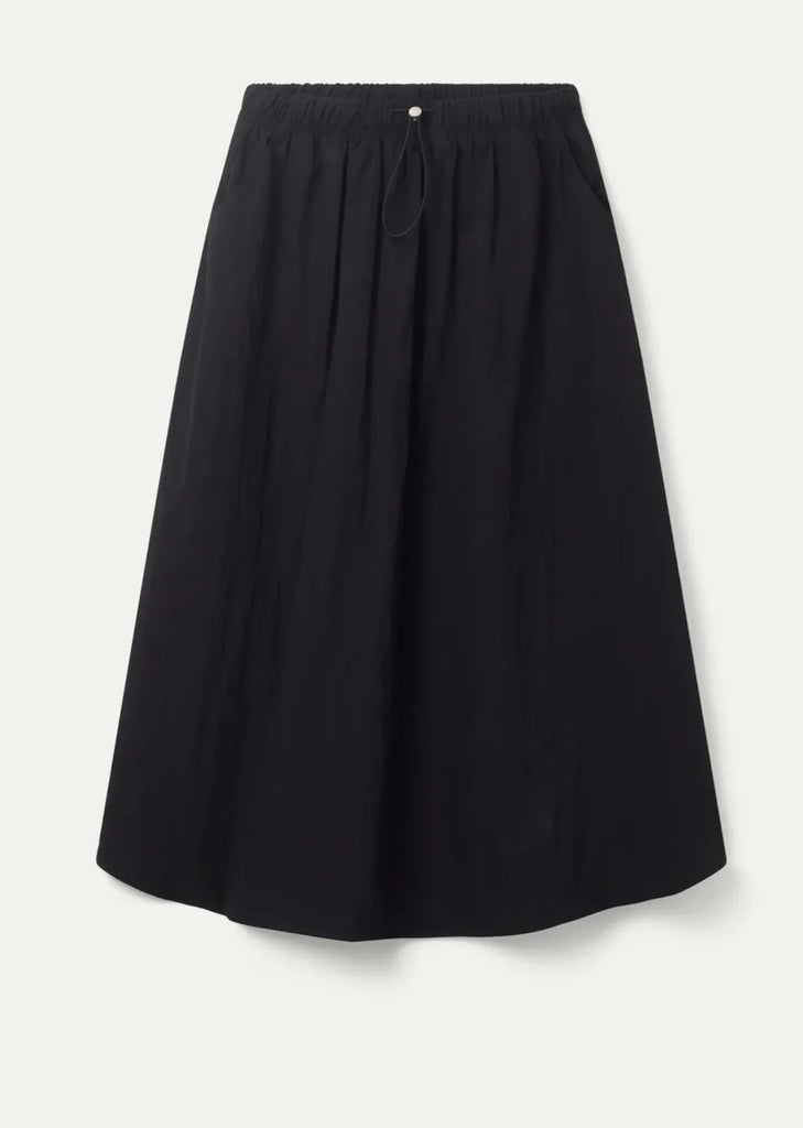 Ray Drawstring Midi Skirt in Black