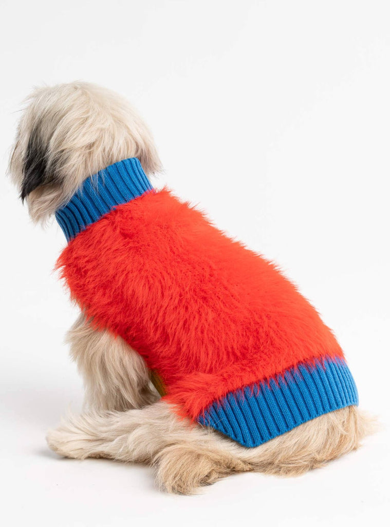 Faux Fur Dog Sweater in Poppy