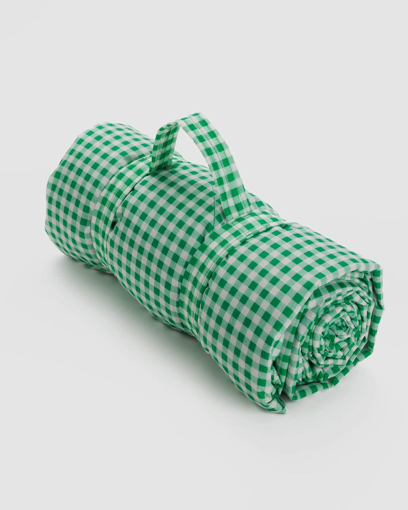 Puffy Picnic Blanket in Green Gingham