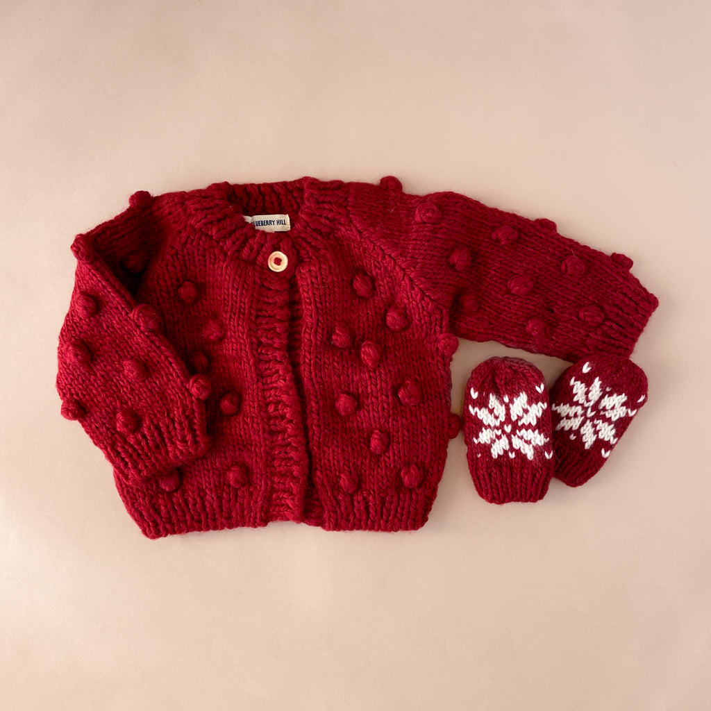 Popcorn Cardigan in Red