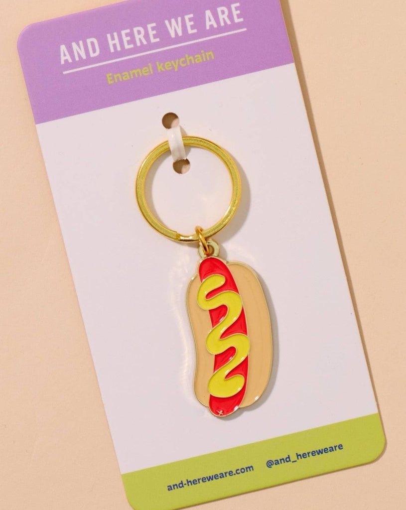 Hot Dog Enamel Keychain